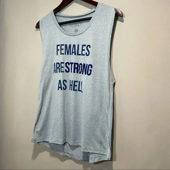 TRUE VINTAGE Blue Graphic Tee Sleeveless Crew Neck T-Shirt Top Size Large - Picture 5 of 9